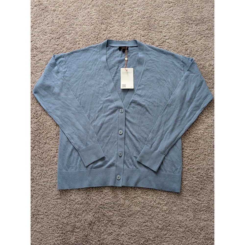 Quince Lightweight Cotton Cashmere Cardigan Mountain Spring Blue Small NWT